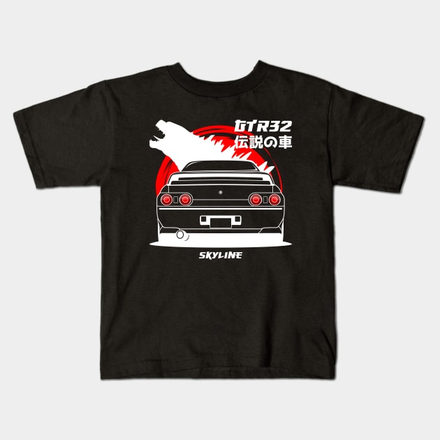 Rear R32 JDM Kids T-Shirt by GoldenTuners